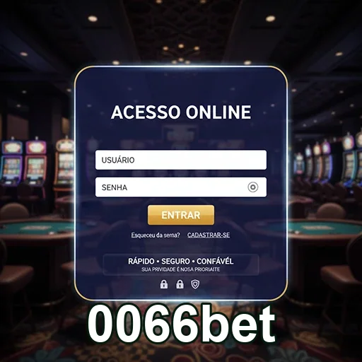 Tela de login da 0066bet, com campos de usuário e senha.