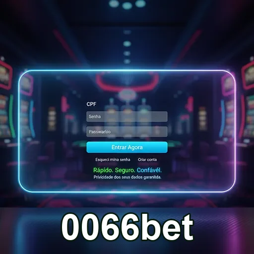 Tela de login da 0066bet mostrando campos para CPF e senha.