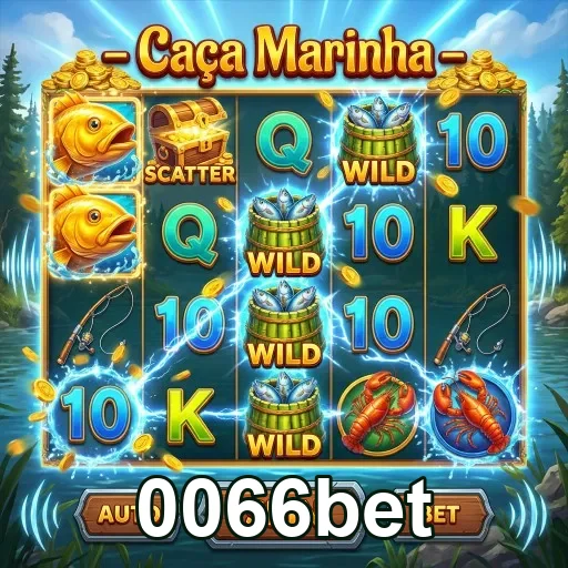 Caça-níqueis 'Caça Marinha' no 0066bet com símbolos vibrantes.