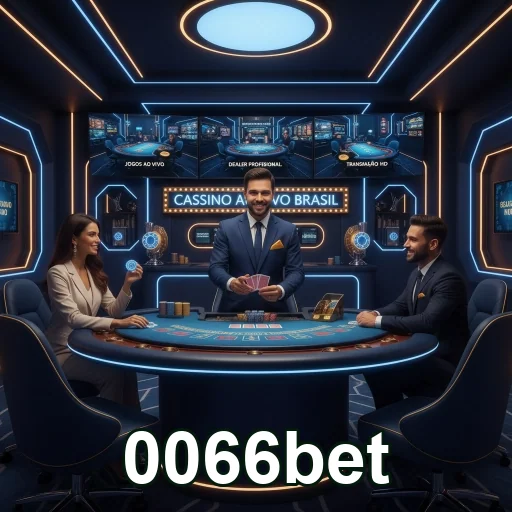 Mesa de cassino ao vivo com jogadores e dealer no 0066bet.