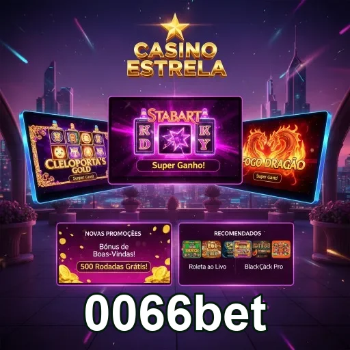 Tela com promoções do 0066bet e jogos de cassino.