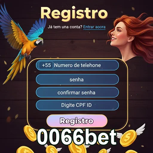 Tela de registro da 0066bet com formulário e animação.