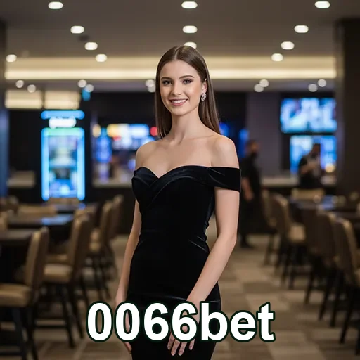 Modelo em um cassino elegante da 0066bet destacando o VIP.