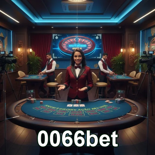 Dealer apresentando mesa de roleta na 0066bet.